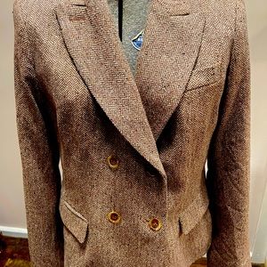 Talbots NWT Blazer Size 14 Brown & White